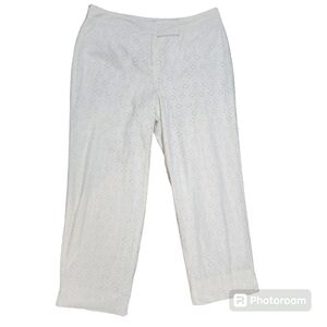 Context Womens Lined White Eyelet Embroidery Cropped Pants Size 8